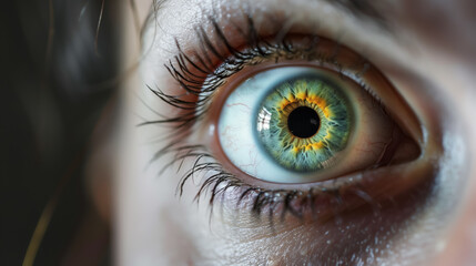Macro shot of a colorful human eye.
