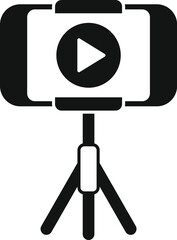 Video smartphone on tripod icon simple vector. Online media. New record content