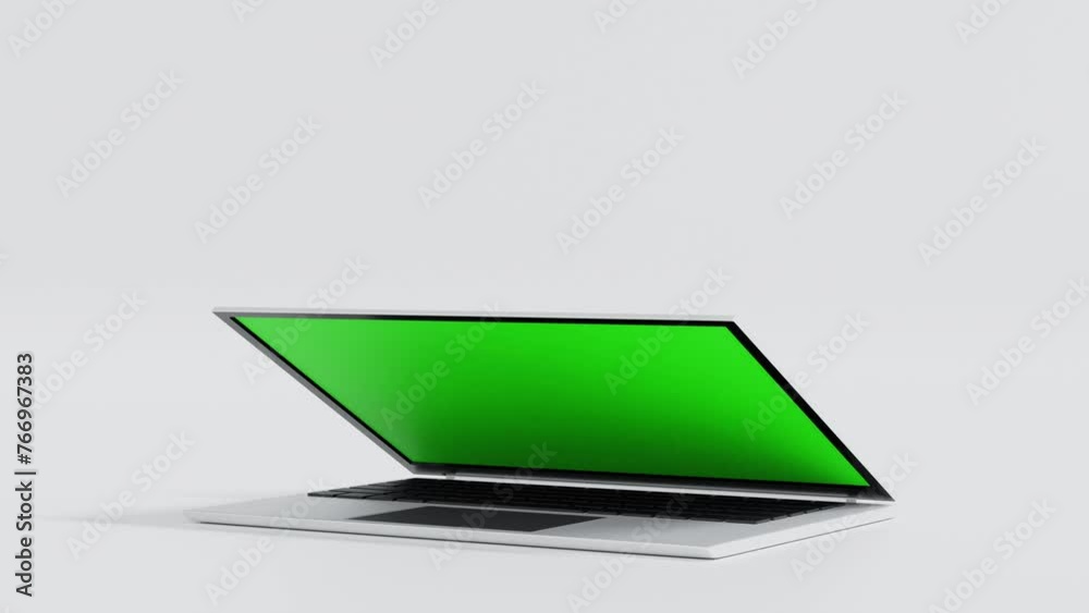 Canvas Prints laptop turn and open to show green screen then turn away and close the screen display, application w