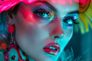 Vibrant Festival Makeup and Fashion Portrait