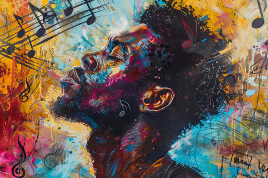 Vibrant Jazz Music Inspiration - Artistic Abstract Portrait Painting
