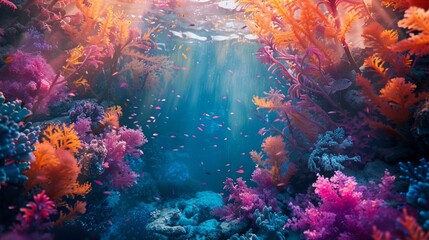 coral reef and sea - obrazy, fototapety, plakaty