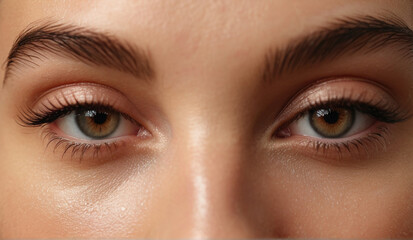 Close up of beautiful woman's green eyes with eyelash and brow lift.	
