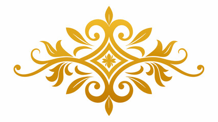 Golden Baroque Ornament Elements on White background