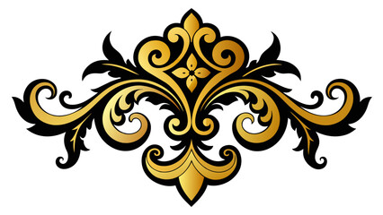 Fototapeta na wymiar Golden Baroque Ornament Elements on White background