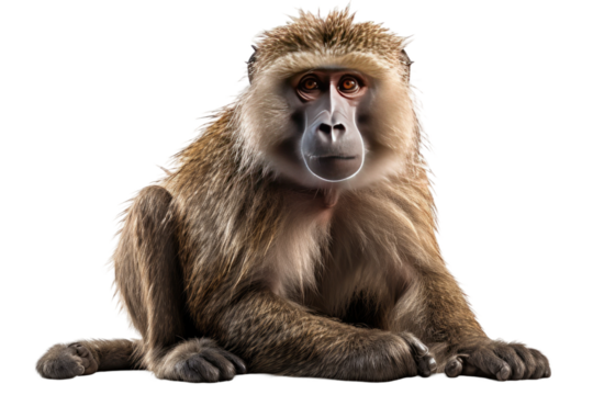 Close Up of a Monkey on White Background. On a Clear PNG or White Background.