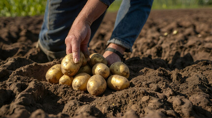 Potato harvest in the hands of a farmer.generative.ai