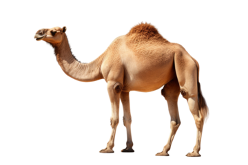 Camel Standing on White Background. On a Clear PNG or White Background.