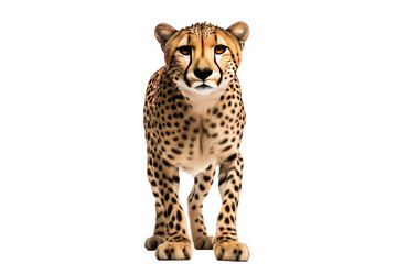 Cheetah Standing in Front of White Background. On a Clear PNG or White Background.