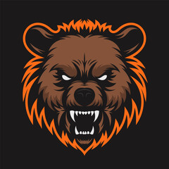 Angry bear logo. Vector mascot design