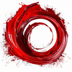 red circle made of pasty paint on white background