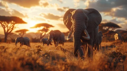 Foto op Canvas elephants in the savannah © Farda
