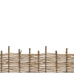 Wicker fence made of flexible willow or hazel wood, seamless pattern, vector isolated illustration. Wooden border design element © Toltemara