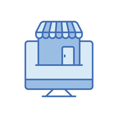 Blue Line Online Store vector icon
