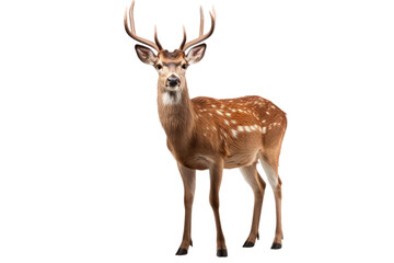 Deer Standing on Top of White Background. On a Clear PNG or White Background.