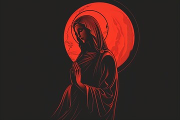 Graceful Illustration of Holy Maria in Solitude with Minimalistic Aesthetic