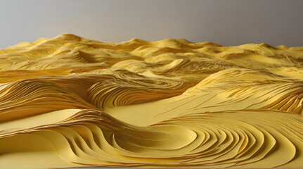 Fototapeta na wymiar yellow landscape paper sculpture minimalism summer view wave fields.generative.ai