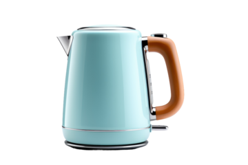 Blue and Orange Electric Kettle on White Background. On a Clear PNG or White Background.