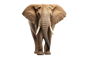 Obraz premium Elephant Standing in Front of White Background. On a Clear PNG or White Background.
