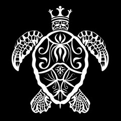 black and white tribal turtle illustration