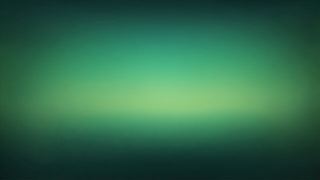 Abstract gradient green background. Dark green, light green, glowing color in the middle, small white grain, noise texture effect.