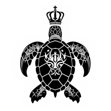 black and white tribal turtle illustration