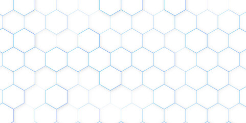 Hexagon structure on the white background. Simple geometric background with hexagonal cell texture, honeycomb grid seamless pattern, vector illustration