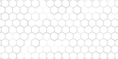 Hexagon structure on the white background. Simple geometric background with hexagonal cell texture, honeycomb grid seamless pattern, vector illustration