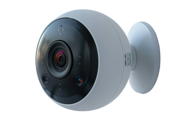 Camera Mounted on Side of Wall. On a Clear PNG or White Background.