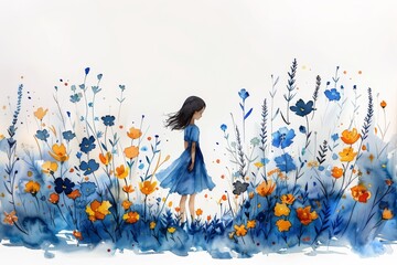 This watercolor illustration of a fairy and flowers is perfect for girls