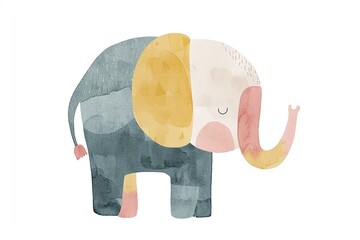 Whimsical Watercolor Elephant - 766977318