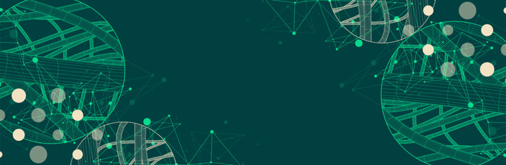 Vector abstract background with a wireframe dynamic pipes, line and particles inside circle.