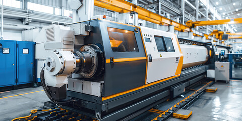 High precision CNC lathe operating in a modern manufacturing plant