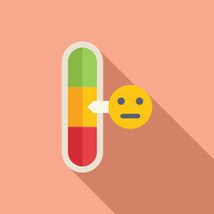 Gauge level satisfaction icon flat vector. Excellent user. Degree rank emoji