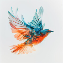 Obraz premium A vibrant digital artwork of a bird in mid-flight
