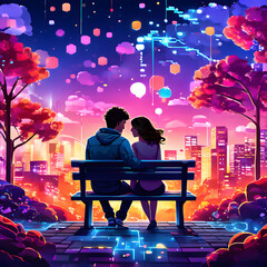 couple setting on bench