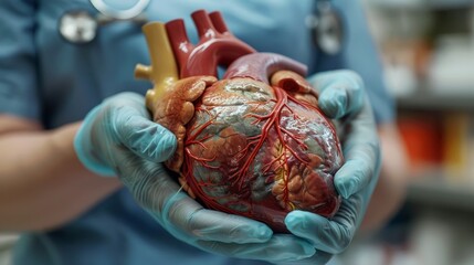 Medical professional with heart model