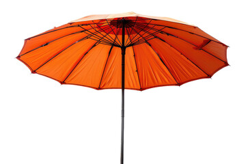 Orange Umbrella on Black Pole on White Background. On a Clear PNG or White Background.