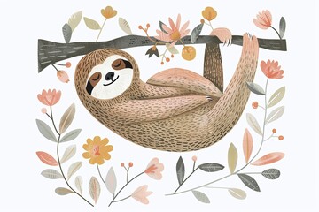 Sloth's Gentle Swing in Spring Blossoms - 766981955
