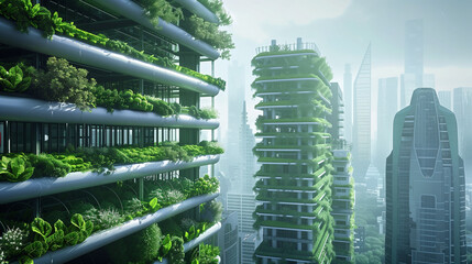 Urban Agriculture Ascends: Vertical Farming Solutions - obrazy, fototapety, plakaty