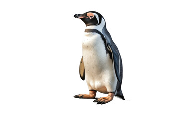 Penguin Standing on Its Hind Legs on White Background. On a Clear PNG or White Background.