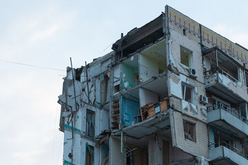 They began to dismantle parts of the building destroyed by the rocket. House. Missile strike...