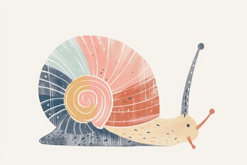 Whimsical Watercolor Snail - 766982744
