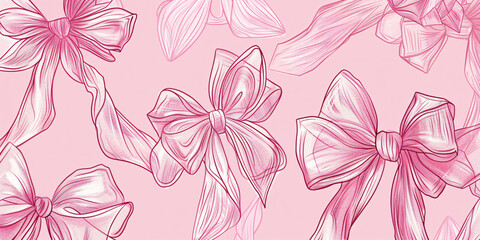 Pink Ribbon Bows on Coral Background - 766983164