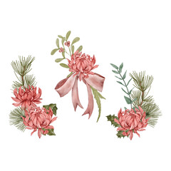 Wreath of pink flowers and leaves