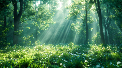 Spring and sunshine in the forest