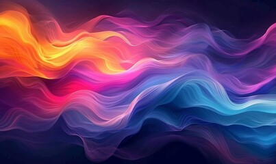 Obraz premium Vibrant Colorful Waves Against a Dark Background in Blue, Orange, and Yellow Tones