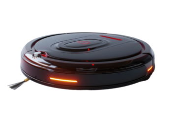 Black Robot With Red Light. On a Clear PNG or White Background.