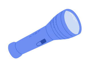 Vector flashlight clipart. Hand drawn flat illustration isolated on white background. Cartoon graphic