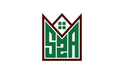 SZA initial letter builders real estate logo design vector. construction, housing, home marker, property, building, apartment, flat, compartment, business, corporate, house rent, rental, commercial